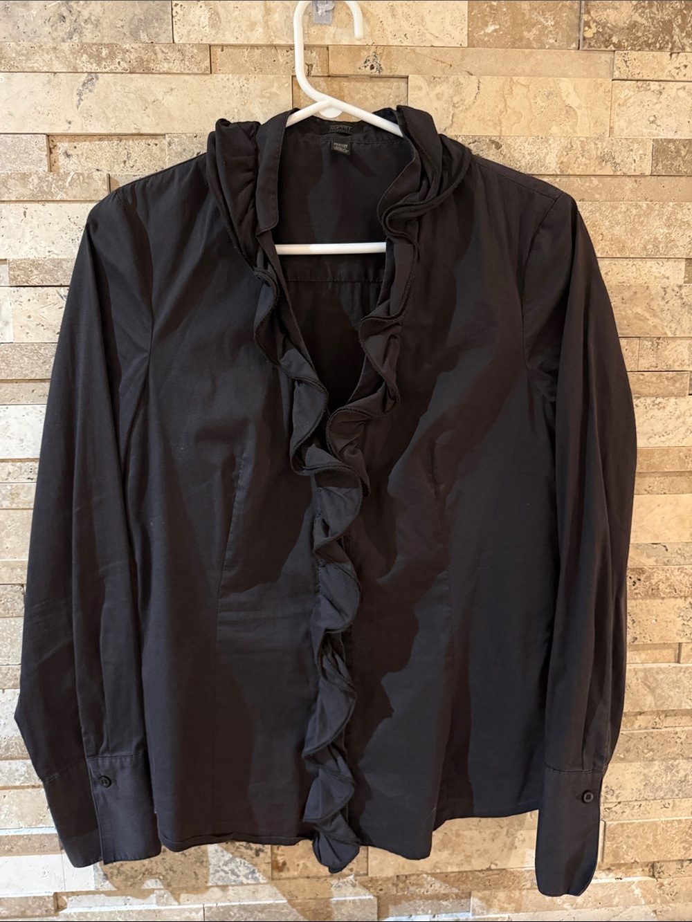 Esprit Black Ruffled V-Neck Blouse